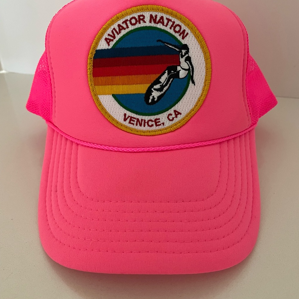Aviator Nation Surf Trucker Hat Venice, CA Navy Pink Snapback Hat (Never Worn)